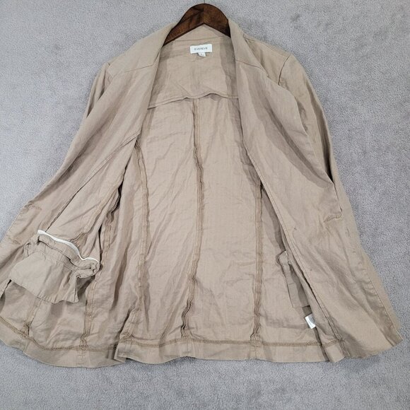 Evereve Womens Double-Breasted Blazer Jacket Size L Linen Blend Beige - Picture 6 of 8